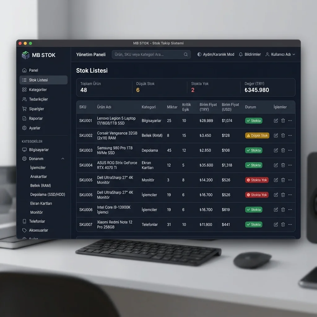 MB STOK — Bilişim Sektörü Stok Programı